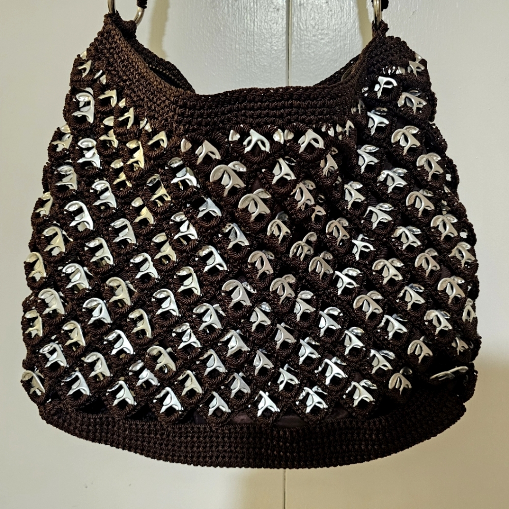 Vintage Crochet Pull Tabs Aluminum Cans Shoulder Bag Purse